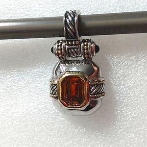 Vintage T*J 80s Citrine CZ two tone pendant